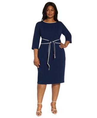 Adrianna Papell - Plus Size Tie-Front Sheath Dress