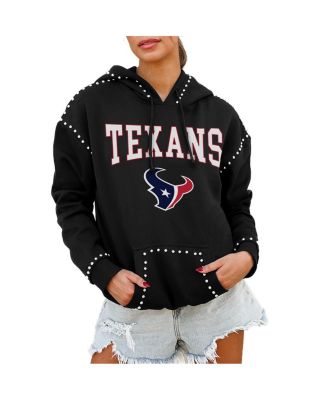 Gameday Couture - Women's  Black Houston Texans Catch the Vibe Studded Pullover Hoodie