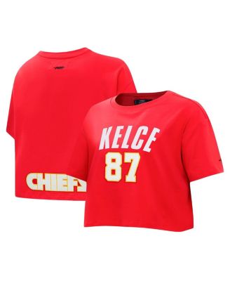 Pro Standard - Women's Travis Kelce Red Kansas City Chiefs Player Name Number Cropped Boxy T-shirt