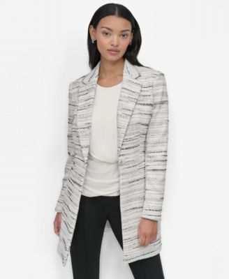 DKNY - Petite Tweed One-Button Topper Jacket