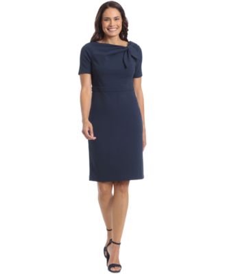 London Times - Women's Side Tie-Neck Sheath Dress