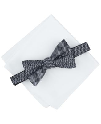 Alfani - Men's Balaton Stripe Bow Tie & Solid Pocket Square Set