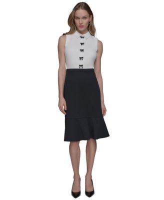 KARL LAGERFELD PARIS - Women's Bow-Trim Sleeveless Dress