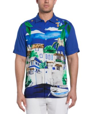 Cubavera - Men's Scenic Print Short Sleeve Button-Front Shirt