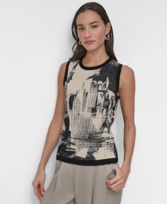 DKNY - Women's Boucle Printed Tank Top