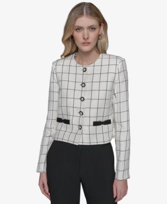KARL LAGERFELD PARIS - Women's Windowpane-Print Jacket