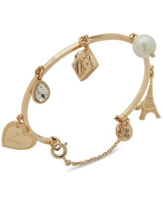 Emily in Paris - Gold-Tone Crystal & Imitation Pearl Charm Bracelet