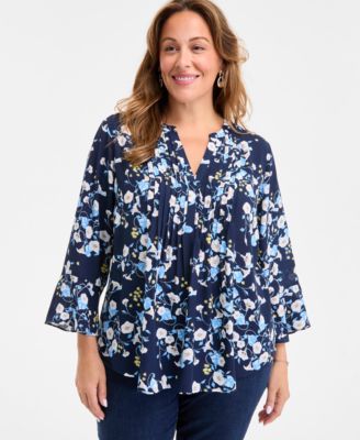 Style & Co - Plus Size Morning Glories Pintuck Top