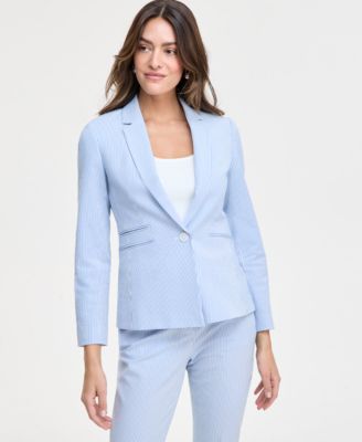 Tahari ASL - Women's Seersucker Ruched-Sleeve Jacket