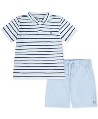 Hurley - Little Boys H2O-DRI Stripe Polo & Shorts Set