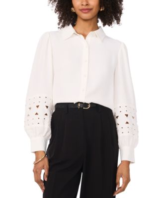 Vince Camuto - Women's Circle-Inset Blouson-Sleeve Blouse