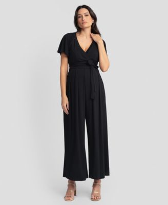 Seraphine - Women's Flutter-Sleeve Wide-Leg Maternity Jumpsuit