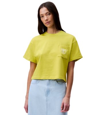 Calvin Klein Jeans - Women's Monogrammed Logo Crest Boxy Cropped T-Shirt