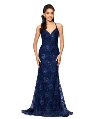 Betsy & Adam - Women's Embellished Lace Sleeveless Gown