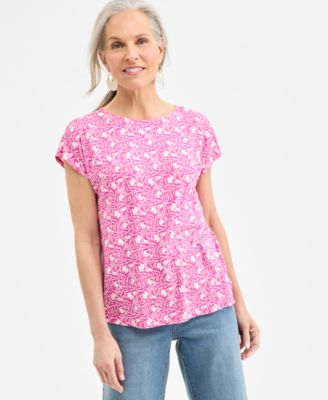 Style & Co - Women's Mixed-Media Floral-Print Top