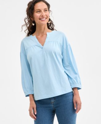 Style & Co - Women's Split-Neck Relaxed-Fit Top