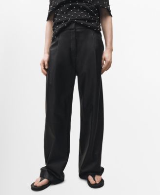 MANGO - Women's Straight Leather Trousers