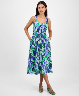 Tahari ASL - Women's Belted Floral-Print Midi Dress
