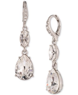Givenchy - Silver-Tone Crystal Double Drop Earrings