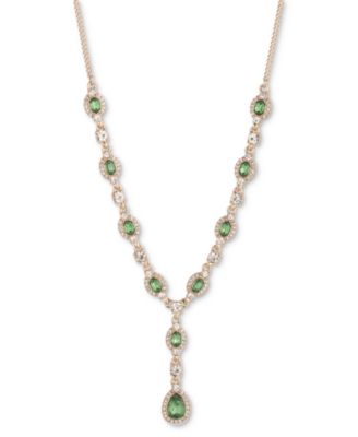 Givenchy - Gold-Tone Pav&eacute; & Stone Lariat Necklace, 16" + 3" extender