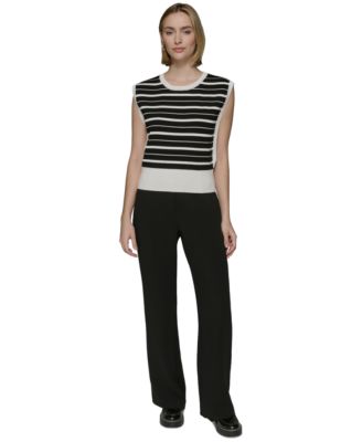 KARL LAGERFELD PARIS - Petite Striped Sleeveless Sweater