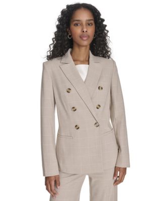 Calvin Klein - Women's Windowpane Print Double Breasted Blazer