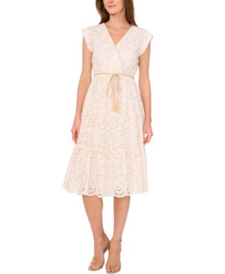 Vince Camuto - Women's Eyelet Cotton Tiered Dress