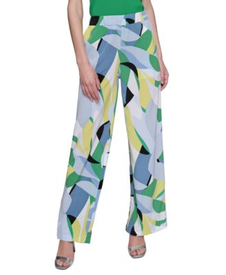 KARL LAGERFELD PARIS - Women's Geo-Print Wide-Leg Pants