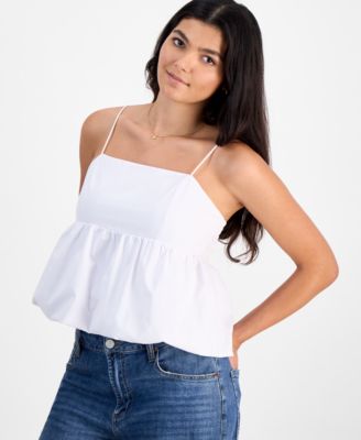 Madden Girl - Juniors' Solid Poplin Bubble Tank Top