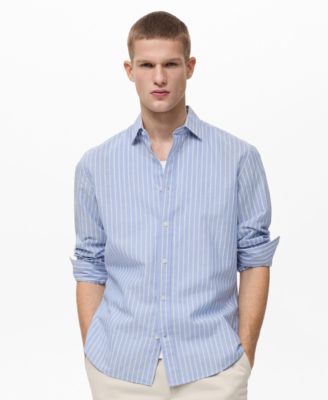 MANGO - Men's Striped Cotton Linen Shirt