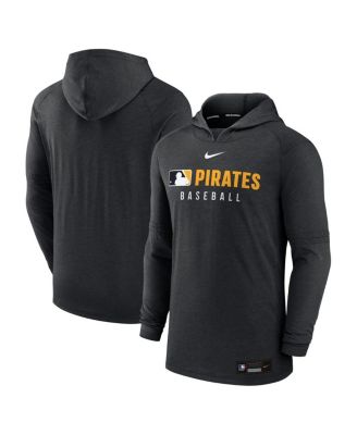 Nike - Men's Heather Black Pittsburgh Pirates Authentic Collection Tri-Blend Performance Pullover Hoodie