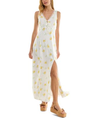 BEAUTY & GRACE - Juniors' Lemon-Print Maxi Dress