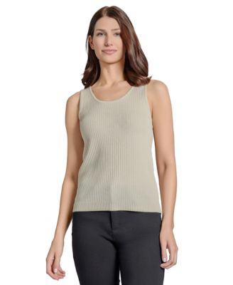 Jones New York - Petite Ribbed Scoop-Neck Tank Top