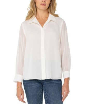Liverpool Los Angeles - Women's Button-Front Pleated-Back Shirt