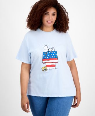 Hybrid - Trendy Plus Size Peanuts Fireworks Crewneck Tee