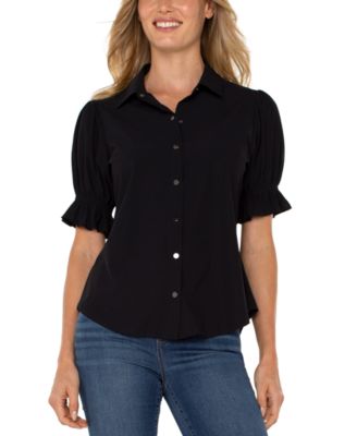 Liverpool Los Angeles - Petite Puffed-Sleeve Blouse