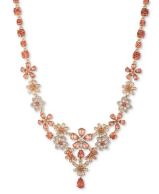 Givenchy - Gold-Tone Crystal & Stone Flower Statement Necklace, 16" + 3" extender