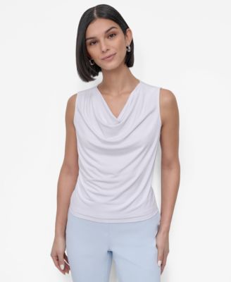 DKNY - Petite Sleeveless Draped Cowlneck Top