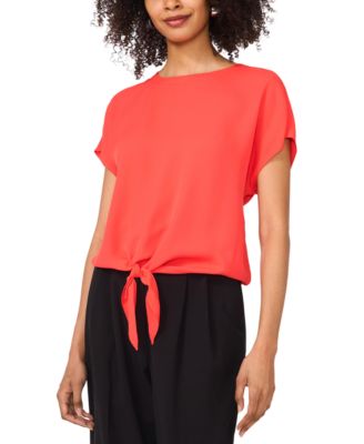 Vince Camuto - Women's Short-Sleeve Tie-Hem Blouse