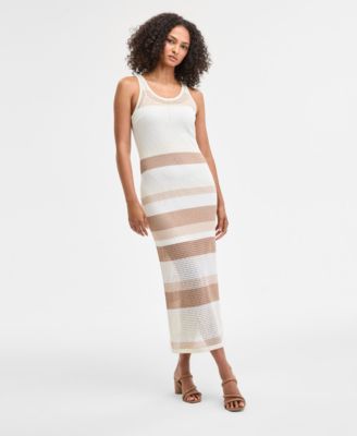 Bar III - Women's Striped Crochet Tank Dress