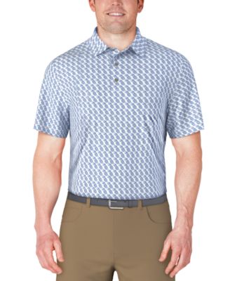 PGA TOUR - Men's Short Sleeve Pineapple Print Conversational Golf Polo Shirt