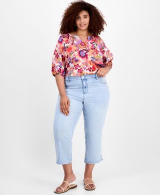 Liverpool Los Angeles - Trendy Plus Size Hannah Slit-Hem Kick Flare Jeans