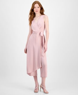 Connected - Women's Draped Sleeveless Surplice Jumpsuit