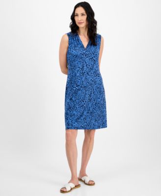 JM Collection - Women's Taylor Printed V-Neck Sleeveless Dress
