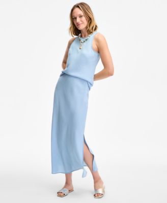 On 34th - Women's Chambray Midi Slip Skirt