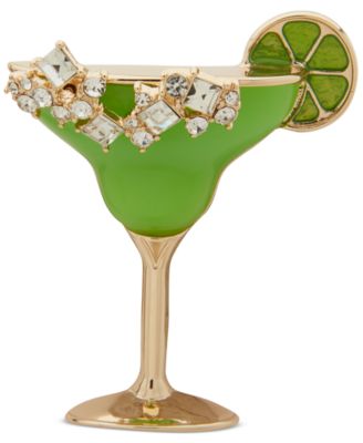 Anne Klein - Gold-Tone Crystal & Stone Margarita Pin