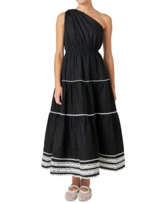 English Factory - Women's Scallop-Lace One-Shoulder Maxi Dress
