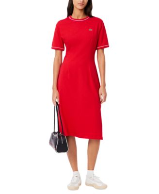 LACOSTE USA - Women's Cotton Short-Sleeve Midi Dress