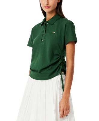 LACOSTE USA - Women's Short-Sleeve Ruched Polo T-shirt