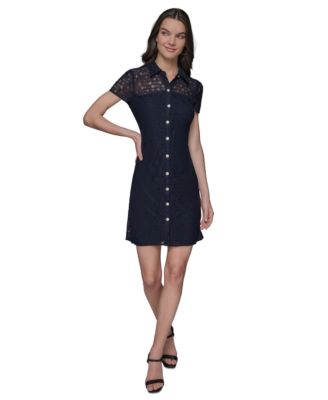 KARL LAGERFELD PARIS - Women's Graphic Lace Shirtdress